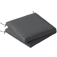 Outsunny Outdoor Seat Cushions Set of 2 with Ties, Waterproof Garden Seat Pads, Dark Grey(m-10)