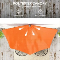 Outsunny Half Round Parasol Umbrella - Orange(m-6)