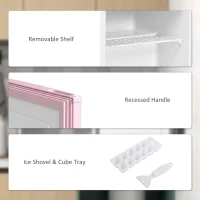 HOMCOM Tafelvriezer met 35 liter inhoud, kleine vrieskast met omkeerbare deur, Roze(m-7)