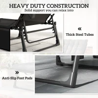 Outsunny Folding Sun Loungers for Garden Set of 2, 5-Position Oversized Camping Bed Recliner with Cushions, Dark Grey(m-8)