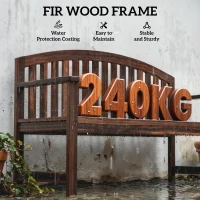 Outsunny 2 Seater Wooden Garden Bench with Armrest, Outdoor Furniture Chair for Park, Balcony, Carbonised Finish(m-5)