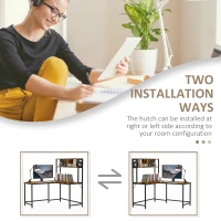 HOMCOM L Shaped Desk with Book Shelf, Industrial Corner Computer Desk, Writing Table with Steel Frame for Home Office, Bedroom, Study Room, 140 x 125cm, Brown(m-5)