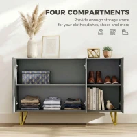 HOMCOM Modern Luxe High Gloss Sideboard, with Hairpin Legs, Grey(m-5)