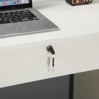 HOMCOM Computer Desk, Home Office Desk with Lockable Drawer, Storage Shelf for Study Bedroom, 110 x 50 x 76 cm, White(m-10)