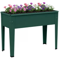 Outsunny Raised Planter, Metal Raised Garden Bed on Legs with Drainage Hole and Foot Covers, Green(m-10)