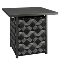 Outsunny Square Propane Gas Fire Pit Table,12 KW Firepit Outdoor Patio Heater with Glass Wind Guard, Lava Rocks, Gas Tank Holder(m-1)