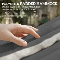 Outsunny Double Hammock 2 Person Swing Bed with Spreader Bars, Pillows, Pad, 200 x 140cm, Grey(m-4)