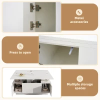 Lift-Up Coffee Table With 2 Doors, 2 Liftable Tops, 2 Cabinets, Particleboard Centre Desk With Hidden Storage, 100L x 50W x 55.5H cm, White(m-7)