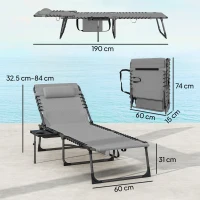 Outsunny Five-Position Reclining Sun Loungers Set of 2 - Grey(m-3)
