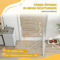 PawHut Traphek deurbeveiliging 74,5-111,5 cm deurhek met automatisch sluiten aan beide zijden met één hand te openen wit(m-6)