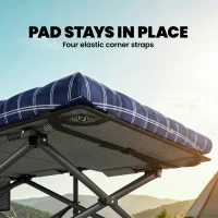 Outsunny Camping Cot with Soft Pad, 80cm Extra Wide Folding Cots with Side Pocket and Carry Bag, Blue(m-8)