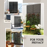 Outsunny Decorative Privacy Fence Screen, Metal Outdoor Privacy Screen Climbing Plant Trellis with Stand, 122 x 198 cm, Black(m-6)