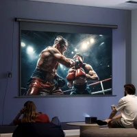 HOMCOM Écran de projection motorisé 120 pouces, 16:9 4K HD, fixation mural ou plafond avec télécommande, 297x8x183cm(m-10)