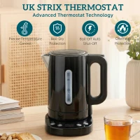 HOMCOM Electric Kettle, 1.7L, Fast Boil, 3kW Water Kettle with UK Strix Thermostat, Keep Warm Function, LCD Base, Black(m-5)