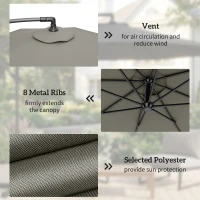 Outsunny 3m Overhanging Cantilever Parasol, with Cross Base - Light Grey(m-6)
