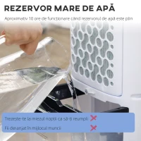 HOMCOM Răcitor Evaporativ 3-în-1, Ventilator, Umidificator cu Gheață și Dezumidificator, 3 Viteze, 3 Moduri și Telecomandă, Timer 12 Ore, 65W din ABS, 24.5x27x60 cm, Alb(m-9)