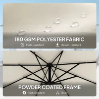 Outsunny 3 m Cantilever Parasol with Solar LED Lights Garden Umbrella with Cross Base, Cream White(m-7)