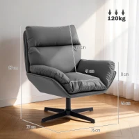 HOMCOM Accent Chair with 360 Swivel Armchair for Living Room with Padded Cushion Dark Grey(m-3)