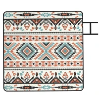 Outsunny Picnic Blanket, 200x200CM Large Beach Blanket Outdoor Picnic Mat with Integrated Strap for Camping, Mix-Colour(m-1)