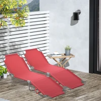 Outsunny Bain de Soleil transat Pliable Dossier réglable Multipositions métal et Polyester Bordeaux(m-10)