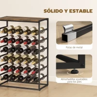 HOMCOM Botellero para 30 Botellas de 6 Niveles con Encimera de Efecto Madera Estilo Industrial 59x30x88,5 cm Marrón Rústico(m-6)