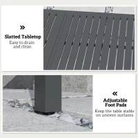 Outsunny Extending Garden Table for 6-8 People, Full Aluminium Outdoor Dining Table with Slatted Top, Dark Grey(m-6)