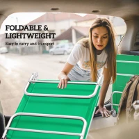 Outsunny Set of Two Steel Frame Sun Loungers, with Reclining Backs - Dark Green(m-6)