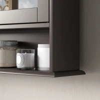 kleankin Armario de Baño con Espejo Armario de Pared con 2 Puertas Estante Abierto Estante Ajustable 56x13x58cm Marrón Oscuro(m-8)