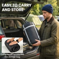 Outsunny Double Sleeping Bag with 2 Pillows, 220 x 160 cm Extra-Large Sleeping Bag for Adults, Grey and Orange(m-8)