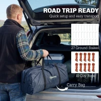 Outsunny Tente de camping tunnel pour 2-4 personnes Hauteur 210cm avec 2 chambres, Impermeable 3000mm pour Trekking, Bleu navy(m-5)