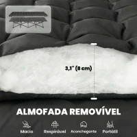 Outsunny Cama Dobrável de Campismo com Colchão Removível de Tecido Oxford 600D com Cabeceira e Bolsa Carga 200 kg Preto(m-4)