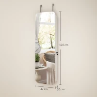 HOMCOM Espejo Joyero con Luz LED Montado en la Pared o en la Puerta con Cerradura Espejo Entero 2 Cajones Blanco(m-3)