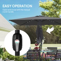 Outsunny 3 x 2 m Garden Parasol Umbrella with LED Solar Light, Parasol Cover, Outdoor Market Patio Umbrella, Black(m-9)