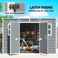 Outsunny 10 x 6 ft Resin Garden Shed, Outdoor Storage Shed with Floor, Windows, Lockable Doors and Vents, Grey(m-6)