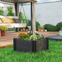 Outsunny Vinyl Raised Garden Bed Kit, 2 x 2 x 1ft Modular Elevated Garden Box with Slotting Legs and Open Bottom, Dark Grey(m-2)