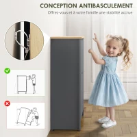 HOMCOM Meuble à chaussures 12 paires, armoire à chaussures étroite avec 2 tiroirs rabattables et étagères réglables, gris foncé(m-7)