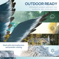 Outsunny Heron Garden Statues, Standing Garden Ornament, Metal Garden Gift with Stakes, Blue & White(m-5)