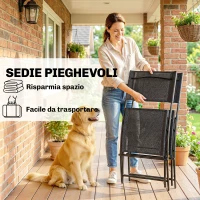 Outsunny Set da Bistrò da 3 Pezzi con 2 Sedie Texteline, Tavolo Semicircolare in Vetro Temperato, Nero(m-6)