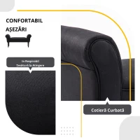 HOMCOM Bancă Tapițată pentru Capătul Patului cu Brațe Rulate, 102x35x51cm, Negru(m-5)