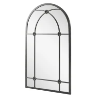 Outsunny Arched Mirror, Shatterproof Acrylic Windowpane Wall Mounted Mirror with Robust Metal Frame, 100 x 60 cm, Black(m-11)