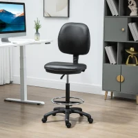 Vinsetto Lot de 2 tabourets à roulettes réglable en hauteur 69-91 cm avec dossier inclinable et repose-pieds réglable(m-10)