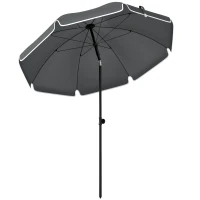 Outsunny 1.8 m Beach Umbrella Parasol with Sand Anchor, Portable 30° Tilting Patio Sun Shade with Adjustable Height, Dark Grey(m-1)