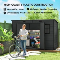 Outsunny 10 x 6 ft Resin Garden Shed, Outdoor Storage Shed with Floor, Windows, Lockable Doors and Vents, Dark Grey(m-8)