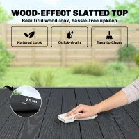 Outsunny Extending Garden Table for 4-6, Aluminium Outdoor Dining Table with Faux Wood Slatted Top, Black(m-6)