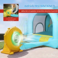 AIYAPLAY Castillo Hinchable Acuático 7 en 1 con Soplador 2 Toboganes Trampolín Piscina Canasta Columna de Boxeo 426x360x198 cm(m-6)