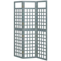 Outsunny 3-Panel Garden Privacy Screen, Freestanding Foldable Wooden Outdoor Divider/Trellis, Decorative Privacy Screen, Grey(m-11)