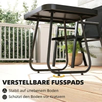 Outsunny Balkonmöbel Set 3 teilig Gartenmöbel Set mit Tisch 2 Stühle Atmungsaktiv Sitz Holzmaserung Schwarz(m-7)