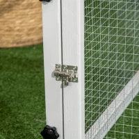 PawHut Indoor Rabbit Hutch, Guinea Pig Cage, with Slide-Out Tray, Large Fenced Area - Light Grey(m-12)