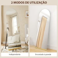 HOMCOM Espelho de Pé 160x50 cm Espelho de Corpo Inteiro sem Moldura Base de Madeira  Prata e Preto(m-5)