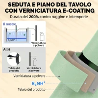 Outsunny Set Giardino 4 Pezzi, Divano Esterno Metallo con Doghe, Verde(m-4)